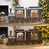 LED lighted water globe train with motion glitter 7.6 inches, UK version