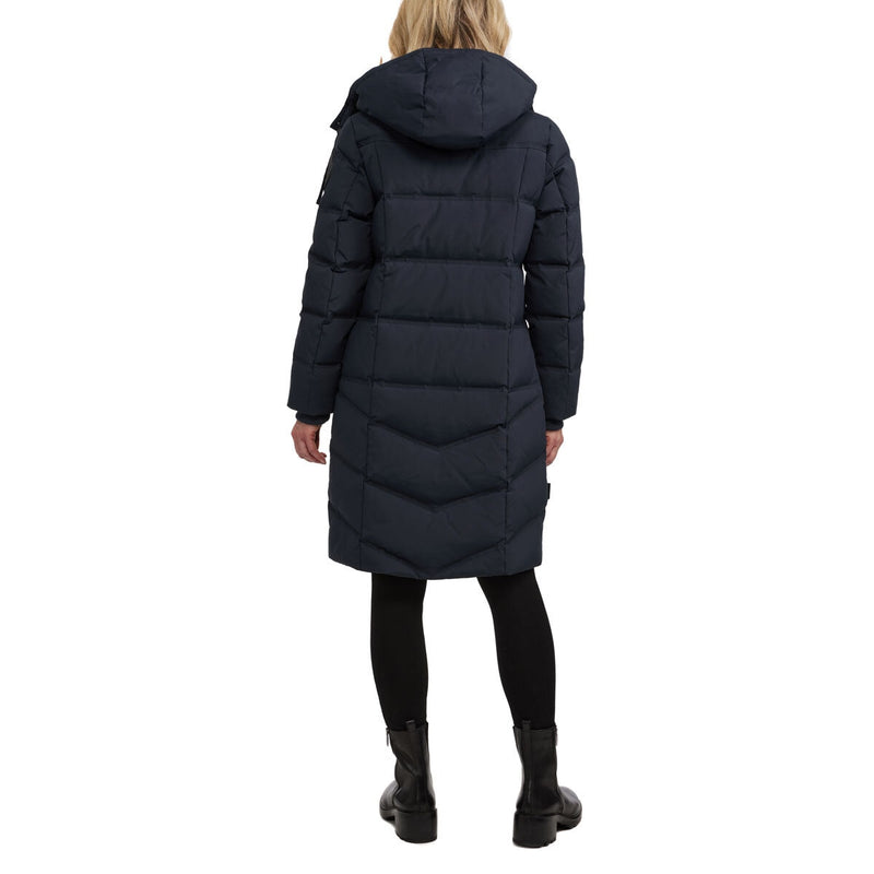 Pajar ladies long down coat in black and navy, imported from the UK