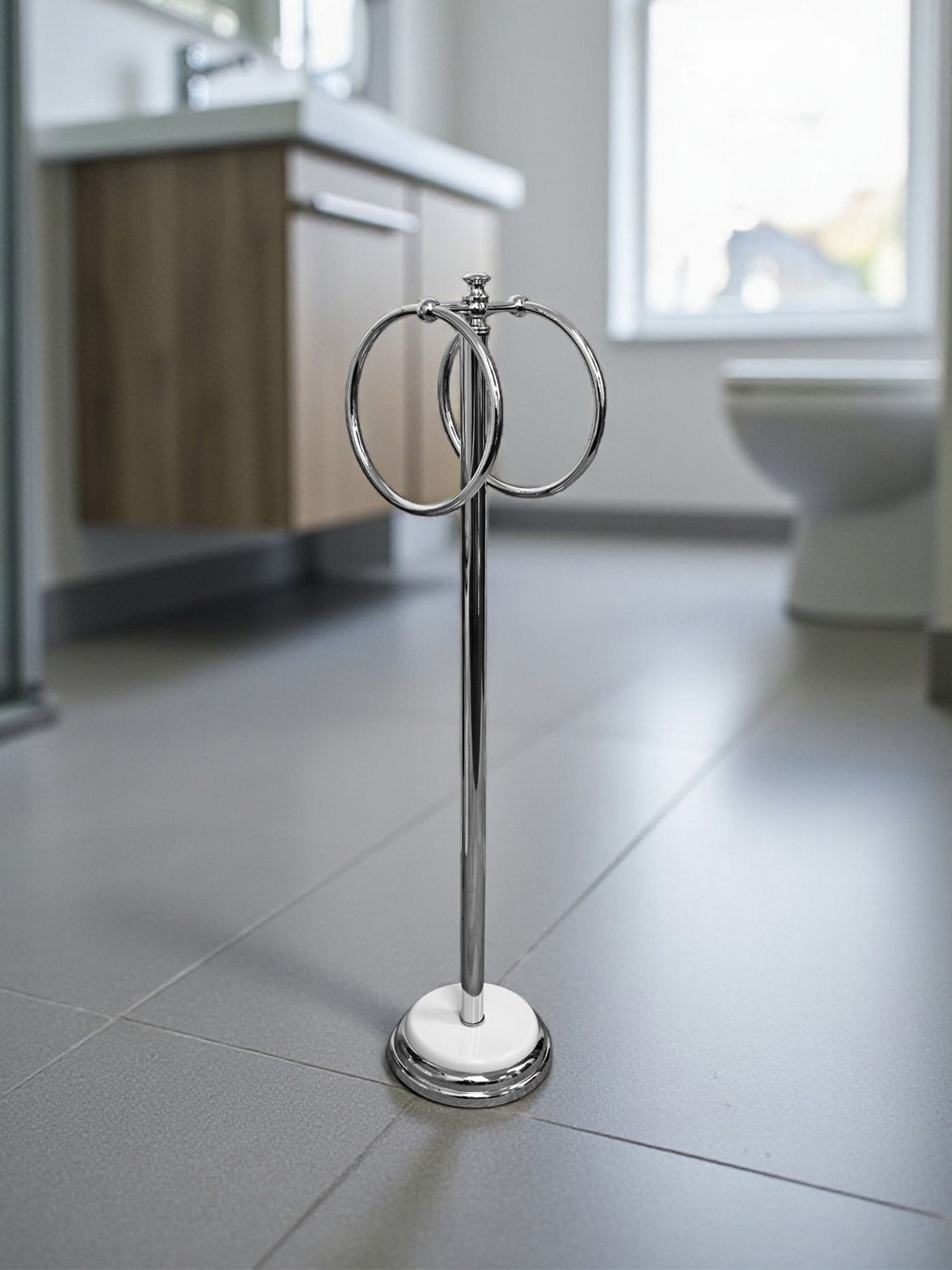 Showerdrape White Opera freestanding double towel ring (British brand)