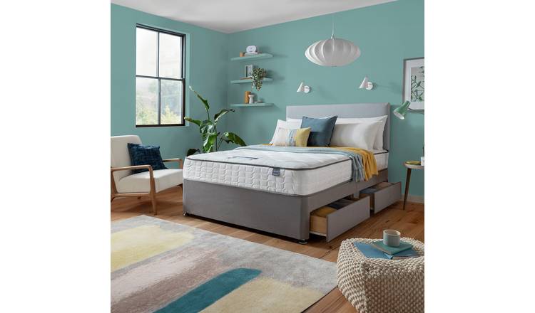 Silentnight Kingsize Divan Bed with Mattress Grey (British brand)