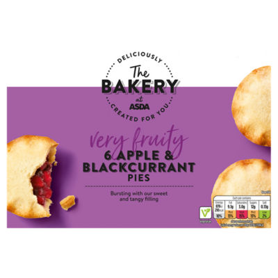 The BAKERY at ASDA Apple & Blackcurrant Shortcrust Pastry Pies 6 Pack