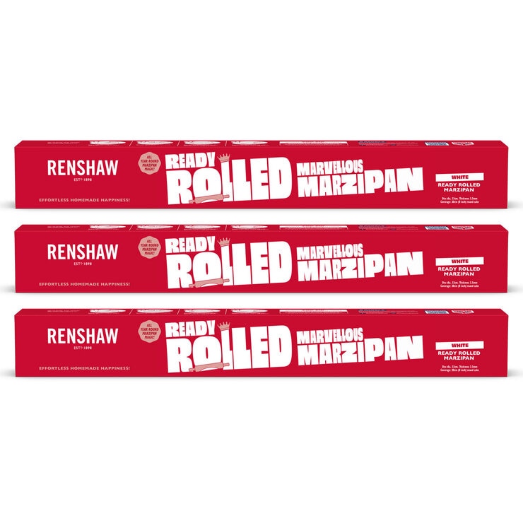 Renshaws Ready Rolled Marzipan Discs 3 x 400g, imported from the UK