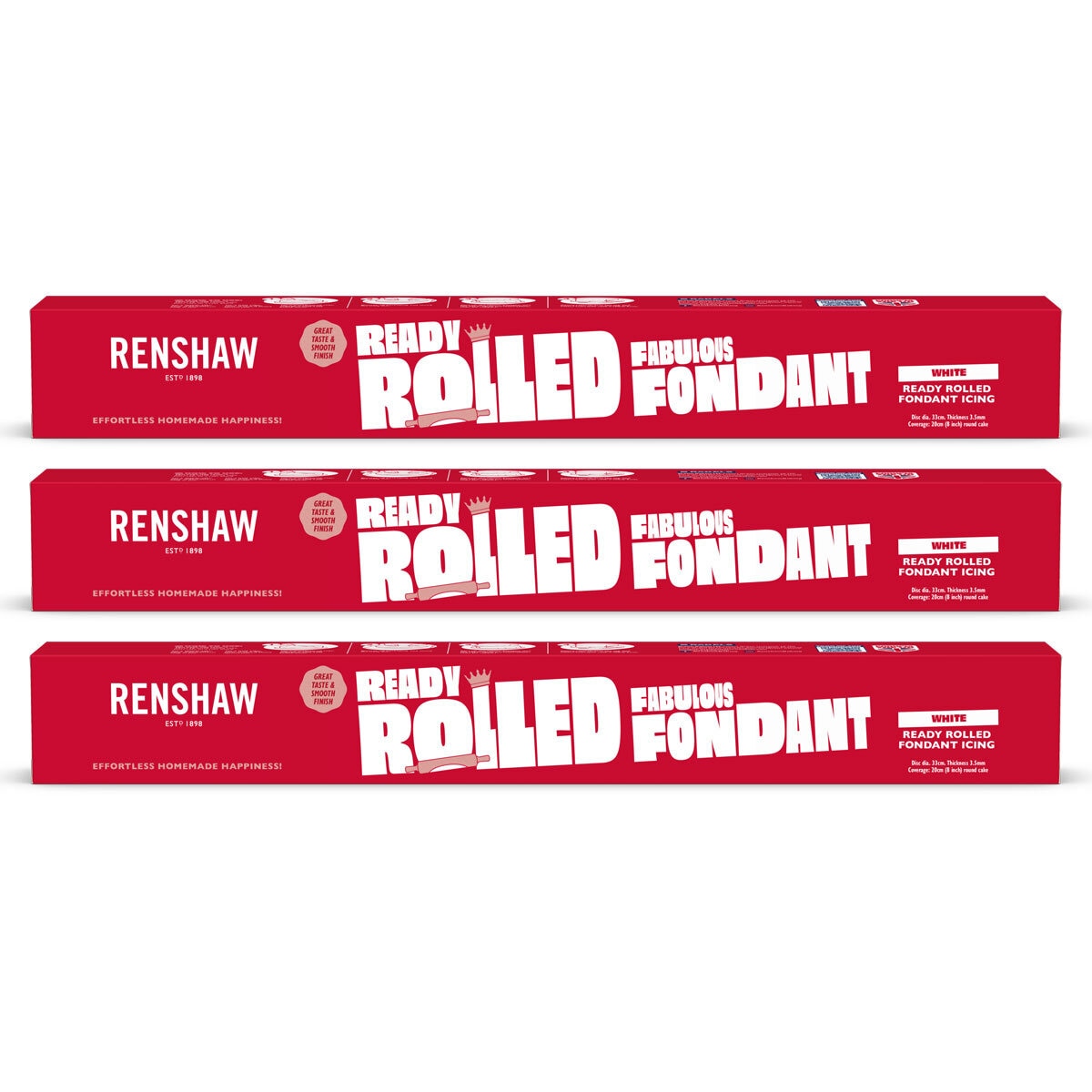 Renshaws White Fondant Icing 3 Pack, imported from the UK