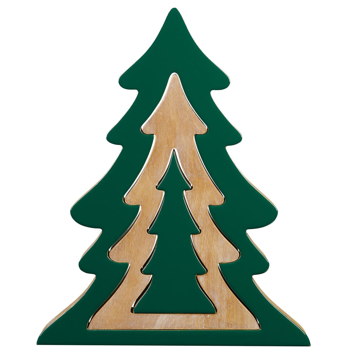 Wooden nesting trees set of 3 red green - British product