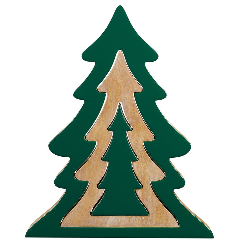 Wooden nesting trees set of 3 red green - British product