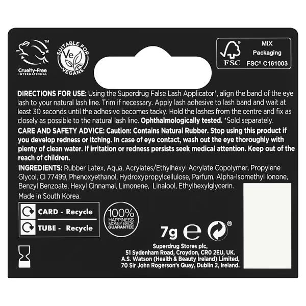 Superdrug Lash Glue Black False Eyelash Adhesive (British brand)