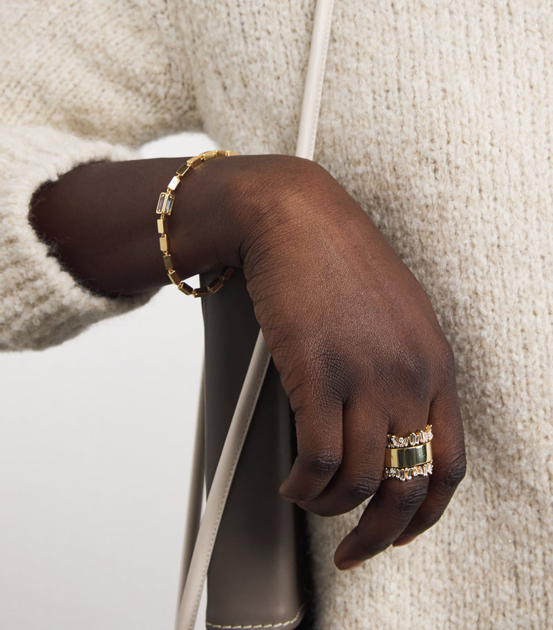 Suzanne Kalan Yellow Gold and Mixed Diamond Tech Ring Jackets (Size 8.5)