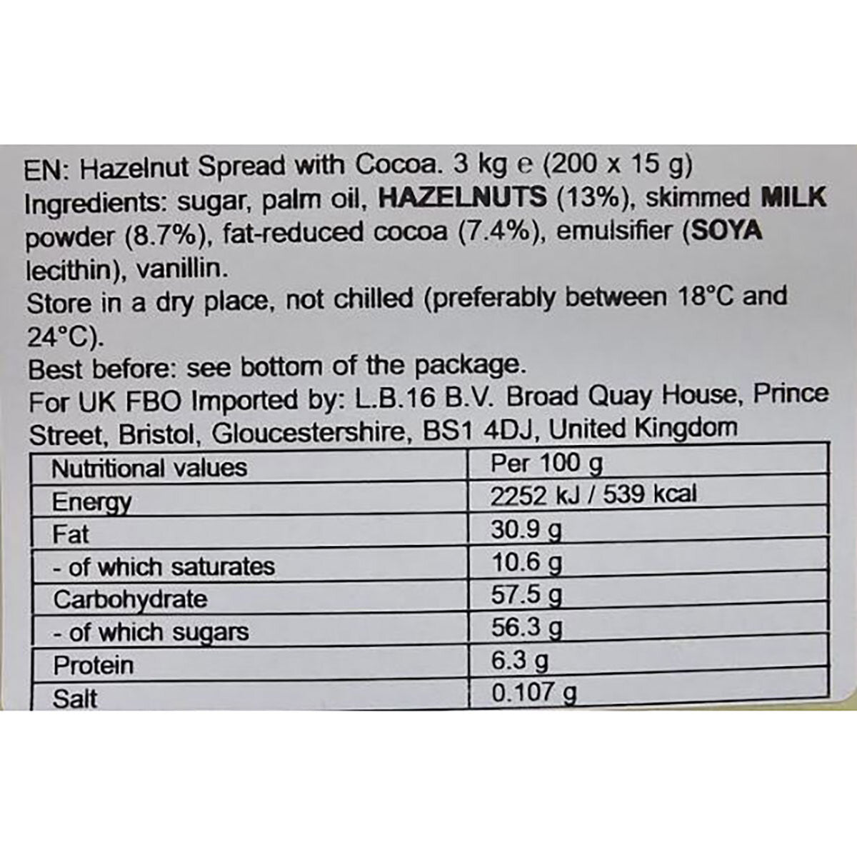 Nutella hazelnut spread with cocoa 3kg, imported from the UK