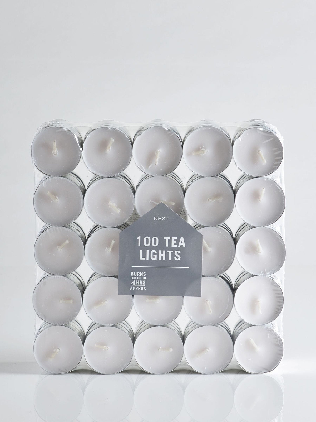 Unfragranced tea light candles 100 pack (British brand)