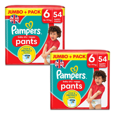 Pampers Baby Dry Pants Size 6 Nappies 2 x 54 Pack