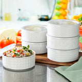 Signature Housewares stoneware bowls with lids 6-pack in white and blue (British brand)