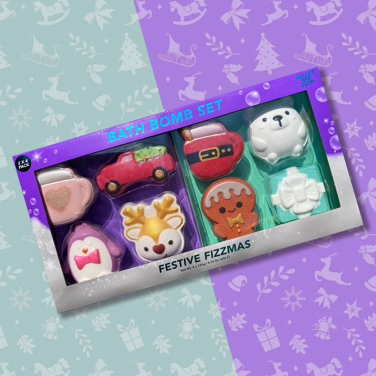 Holler Glow Festive Fizzmas Bath Bombs, UK version