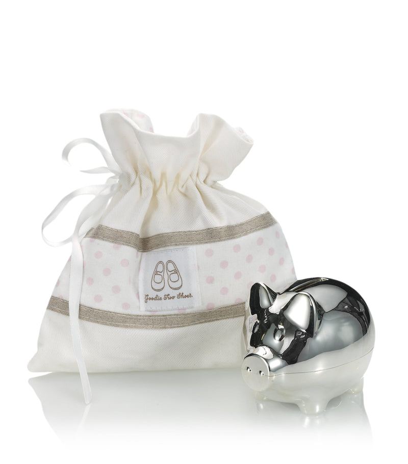 English Trousseau Kids Silver Plated Piggy Bank Pink - British product