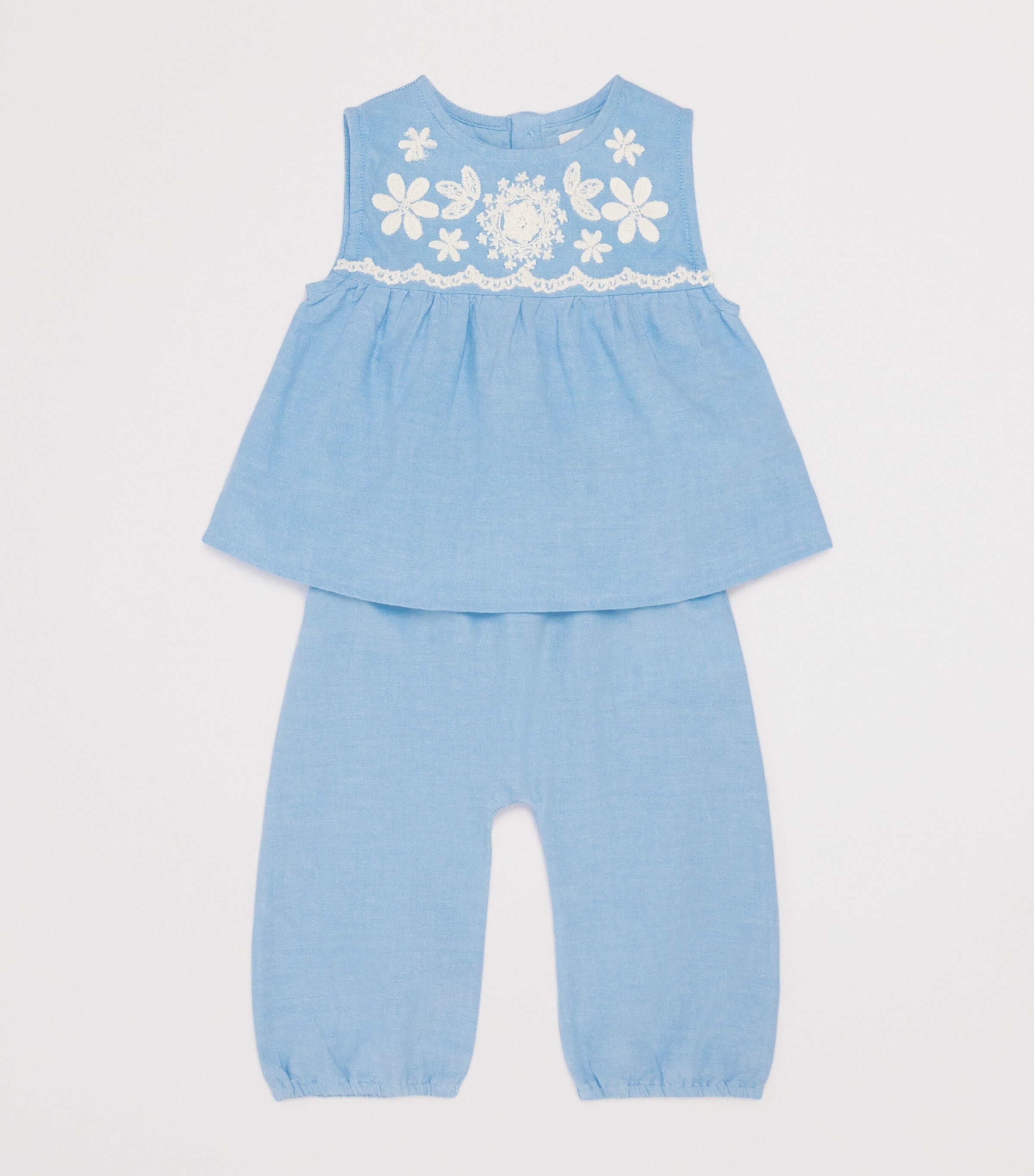 Louise Misha Cotton Lace-Trim Floreli Baby Trousers 3-24 Months, UK version