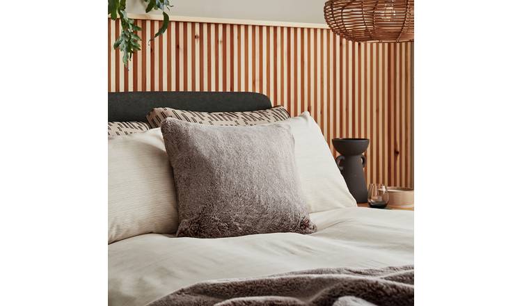 Habitat Fur Tipped Cushion - Brown - 43x43cm