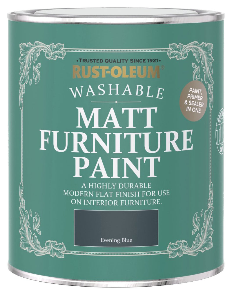 Rust-Oleum furniture paint in evening blue 750ml, imported from the UK