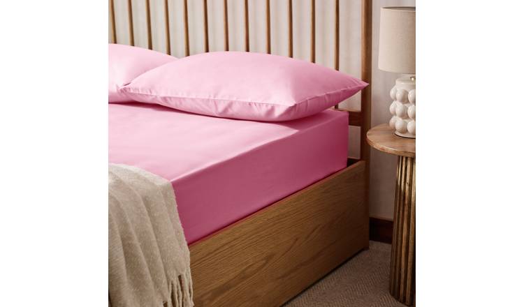 Habitat pink polycotton fitted sheet small double, UK version