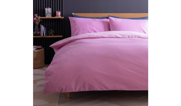 Habitat Polycotton Pink Reversible Bedding Set - King
