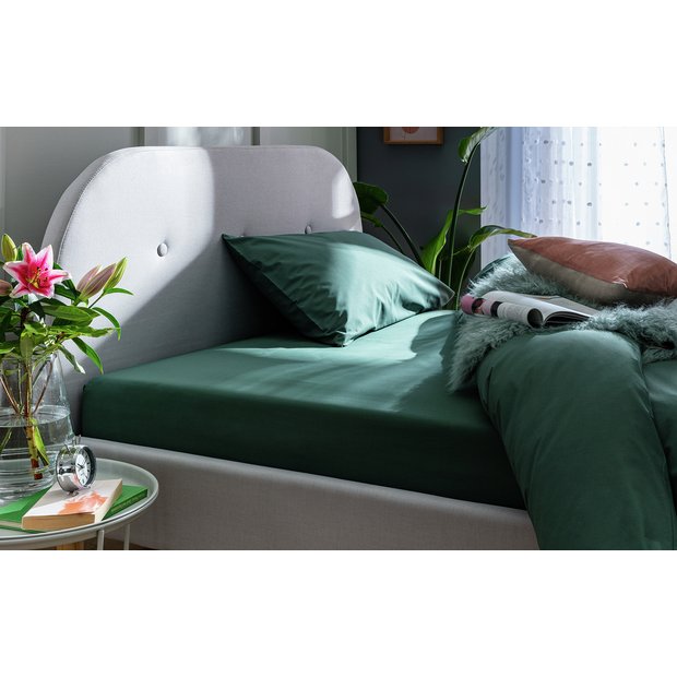Habitat Cotton Rich 180 TC Leaf Green Fitted Sheet - Double