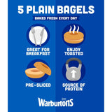 Warburtons Plain Bagels   5 per pack - McGrocer