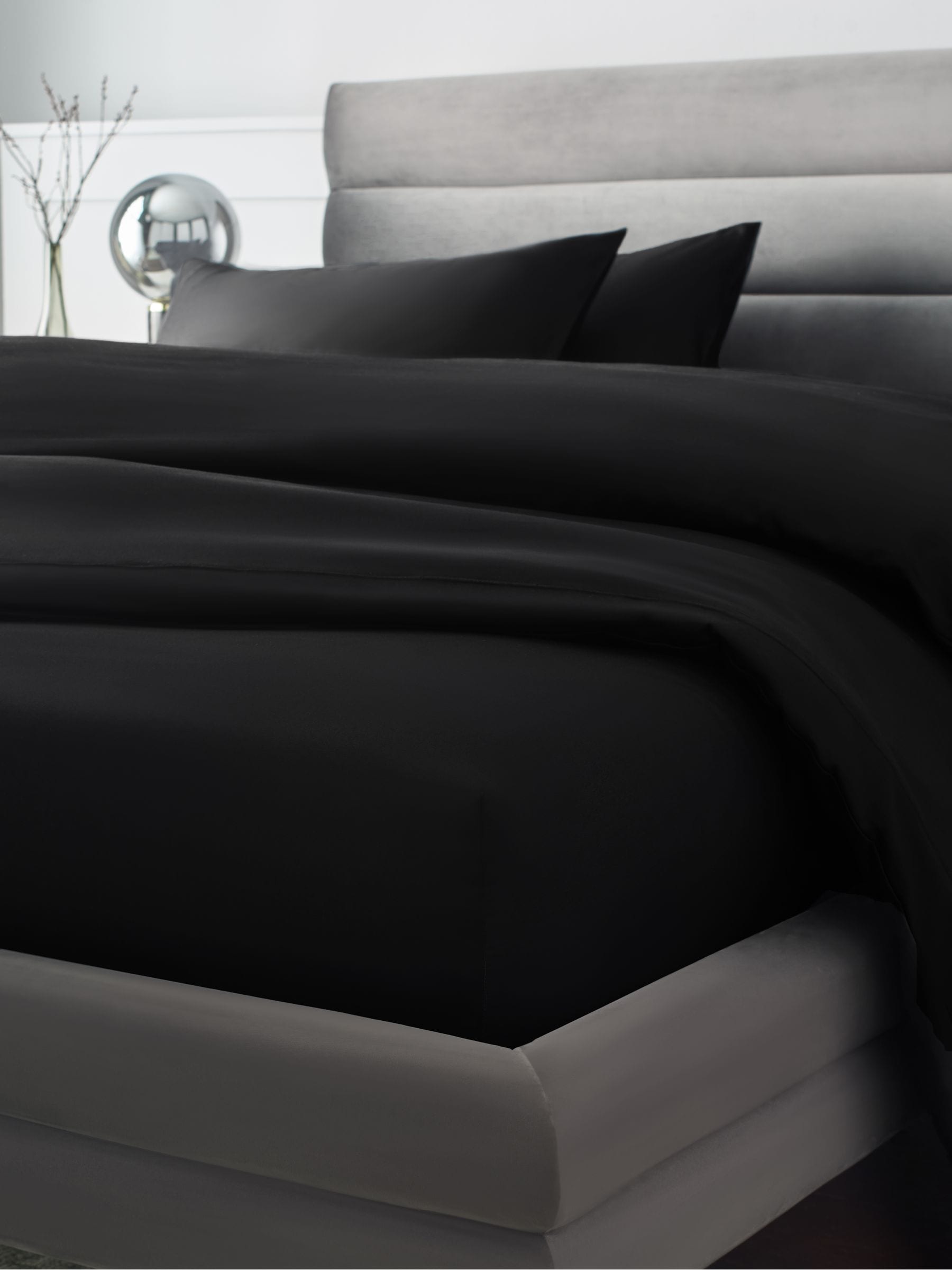 Black 300 thread count luxe cotton deep fitted sheet - British product