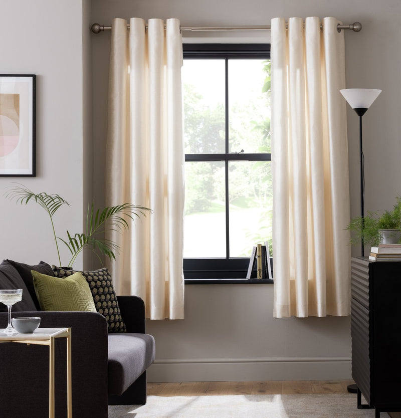 Habitat Champagne faux silk eyelet curtains 168x229cm, UK version