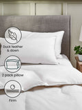 Duck feather and down firm pillows 2 pack, imported from the UK