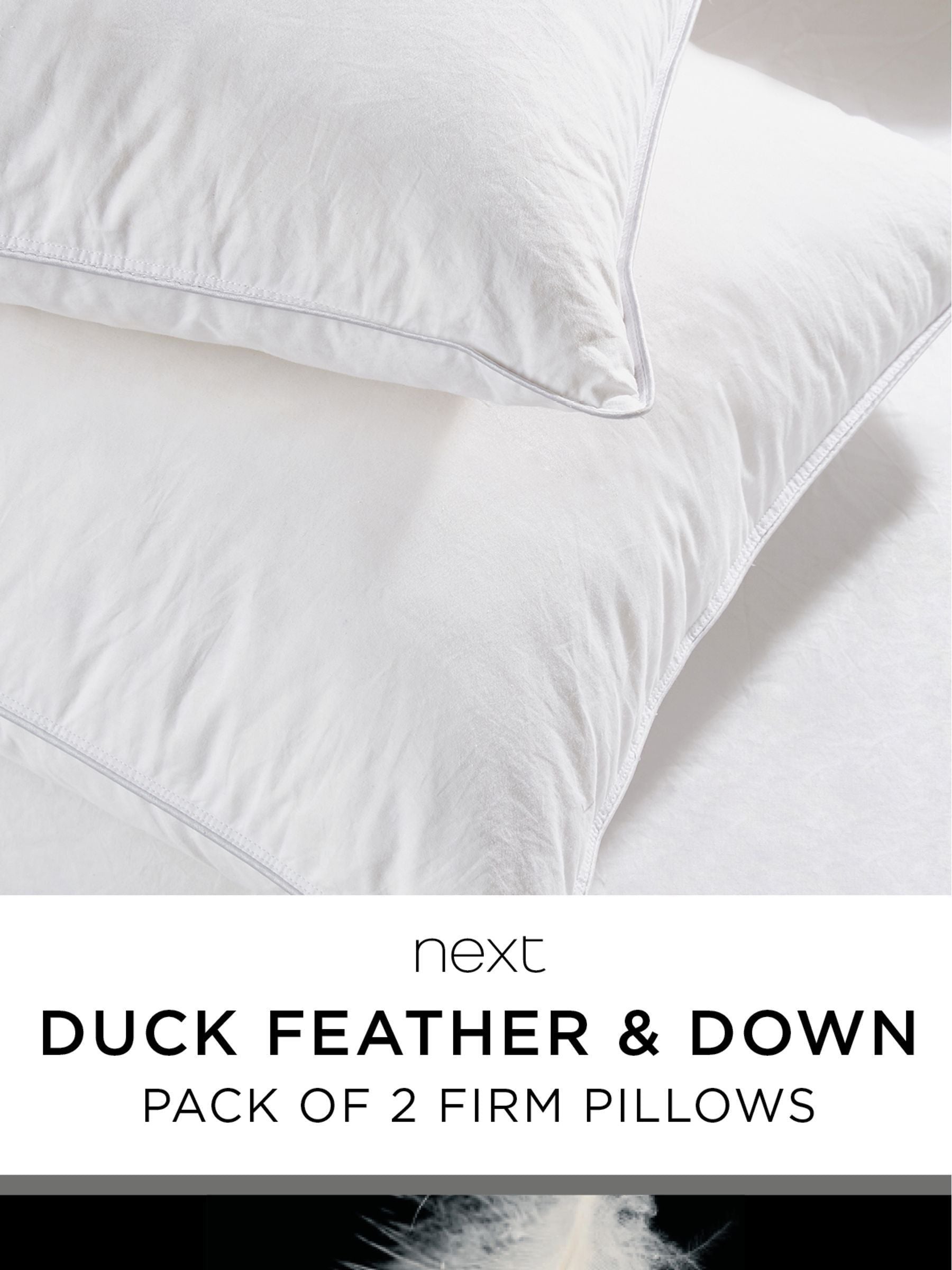 Duck feather and down firm pillows 2 pack, imported from the UK