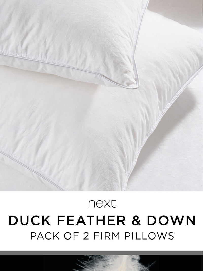 Duck feather and down firm pillows 2 pack, imported from the UK