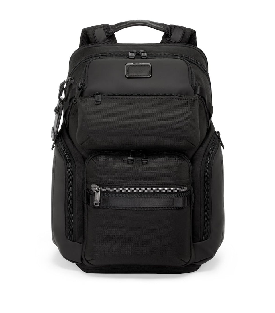 Scratch-Resistant Grained Leather Backpack with Buckle Fastening