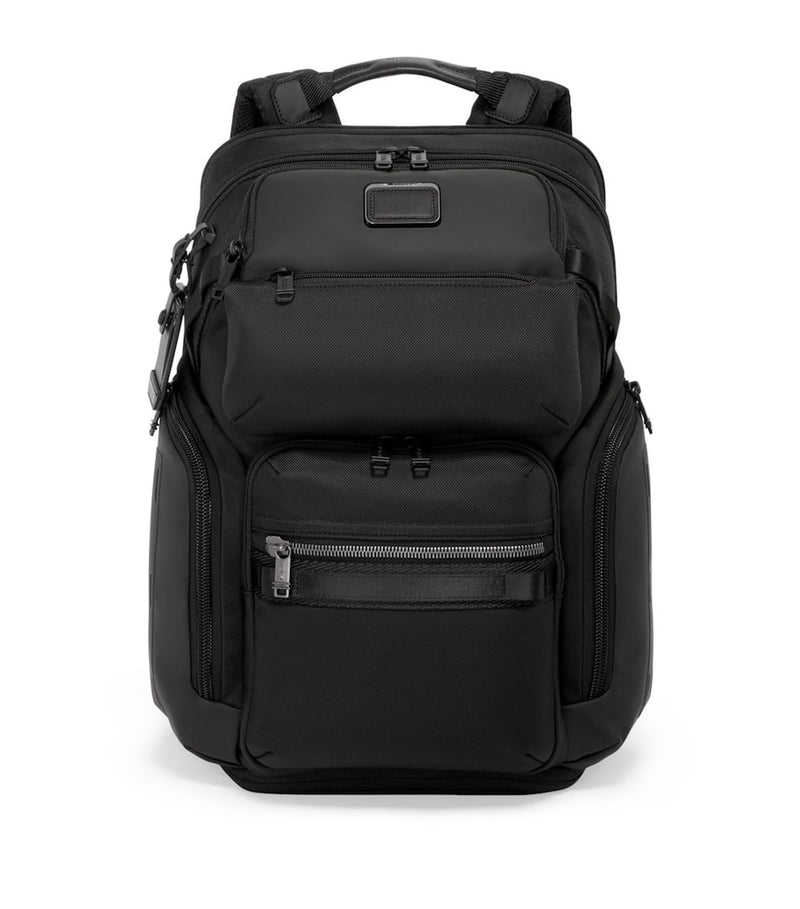 Scratch-Resistant Grained Leather Backpack with Buckle Fastening