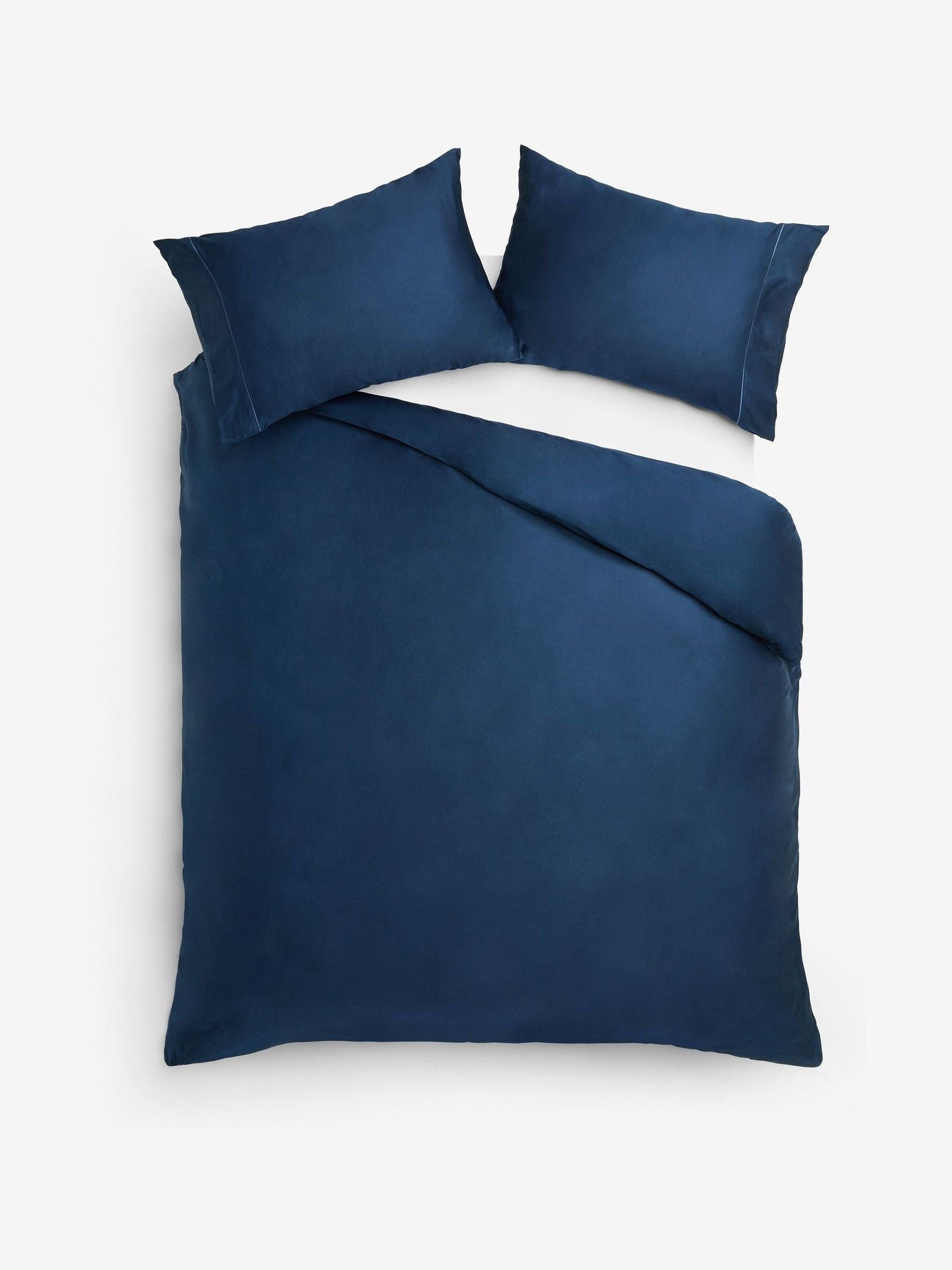 Navy Collection Luxe 300 Thread Count Cotton Sateen Satin Stitch Luxury Duvet Cover And Pillowcase Set