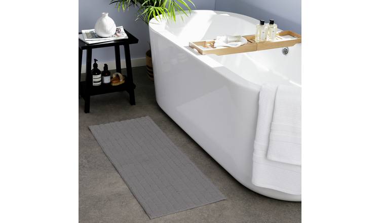Habitat Quick Dry Dark Grey Cut Pile Bath Runner - 40x100cm