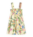 Roberto Cavalli cotton tropical print smocked dress for kids aged 4-14 years, imported from the UK