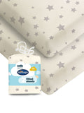 Silentnight Grey Stars cot bed fitted sheets 2 pack (British brand)