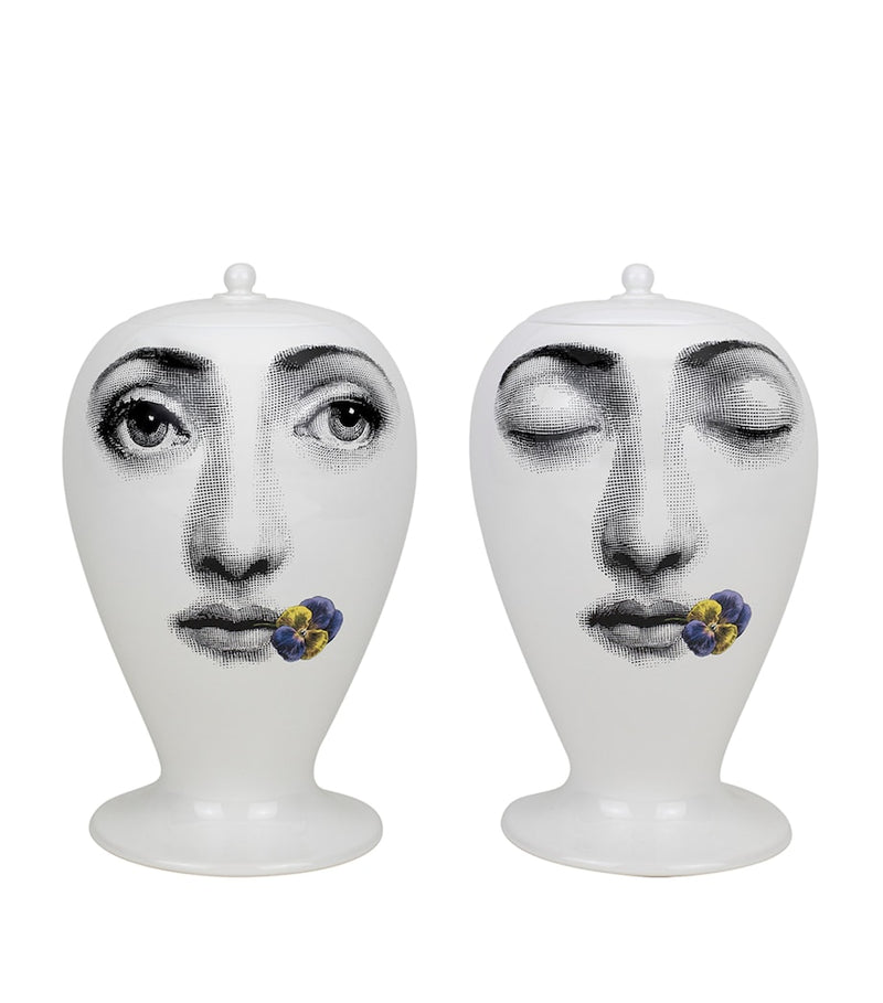 Porcelain Vase with Decorative Face Design for Flower Display