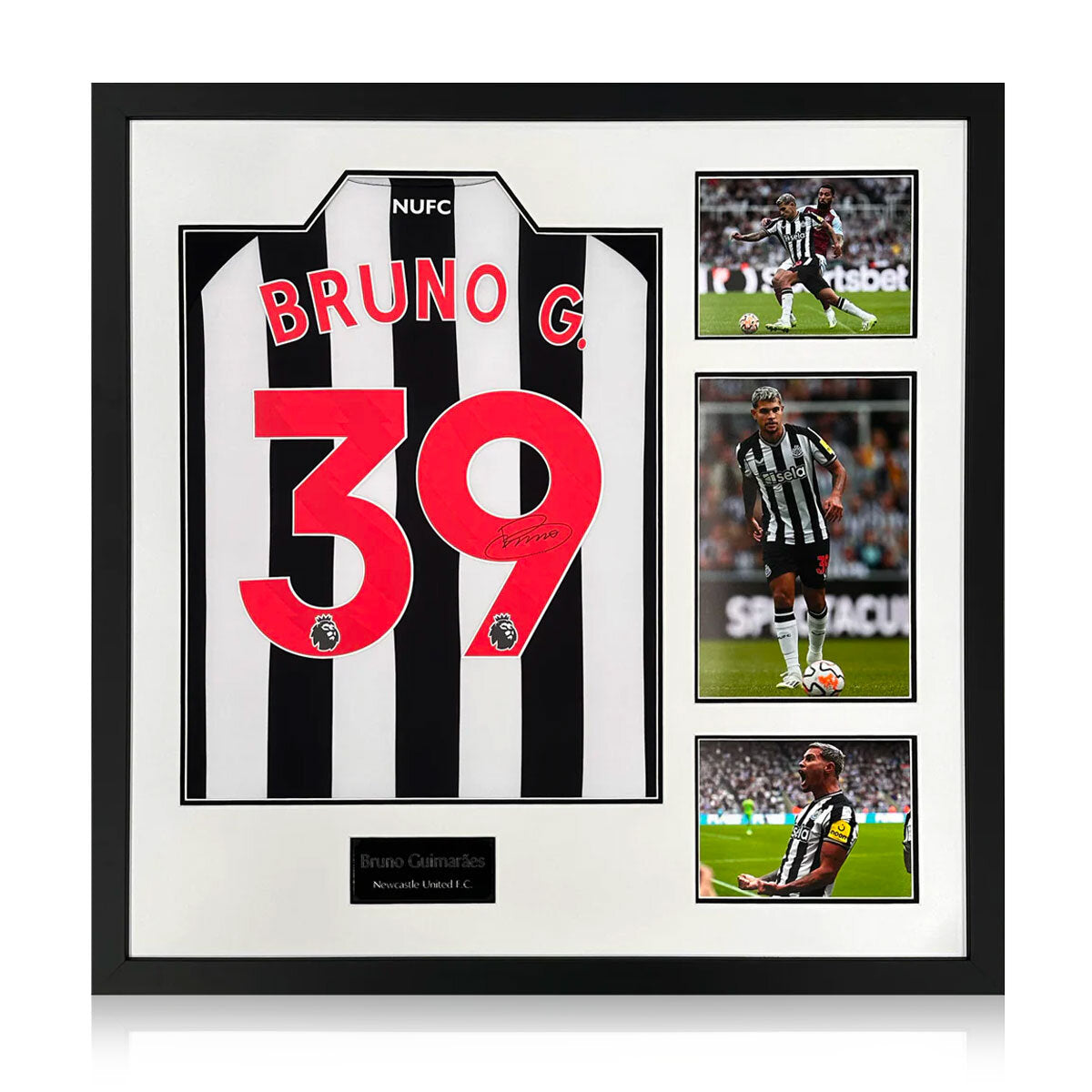 The Fan Cave signed framed Newcastle United 23/24 football shirt display with three photos - British product