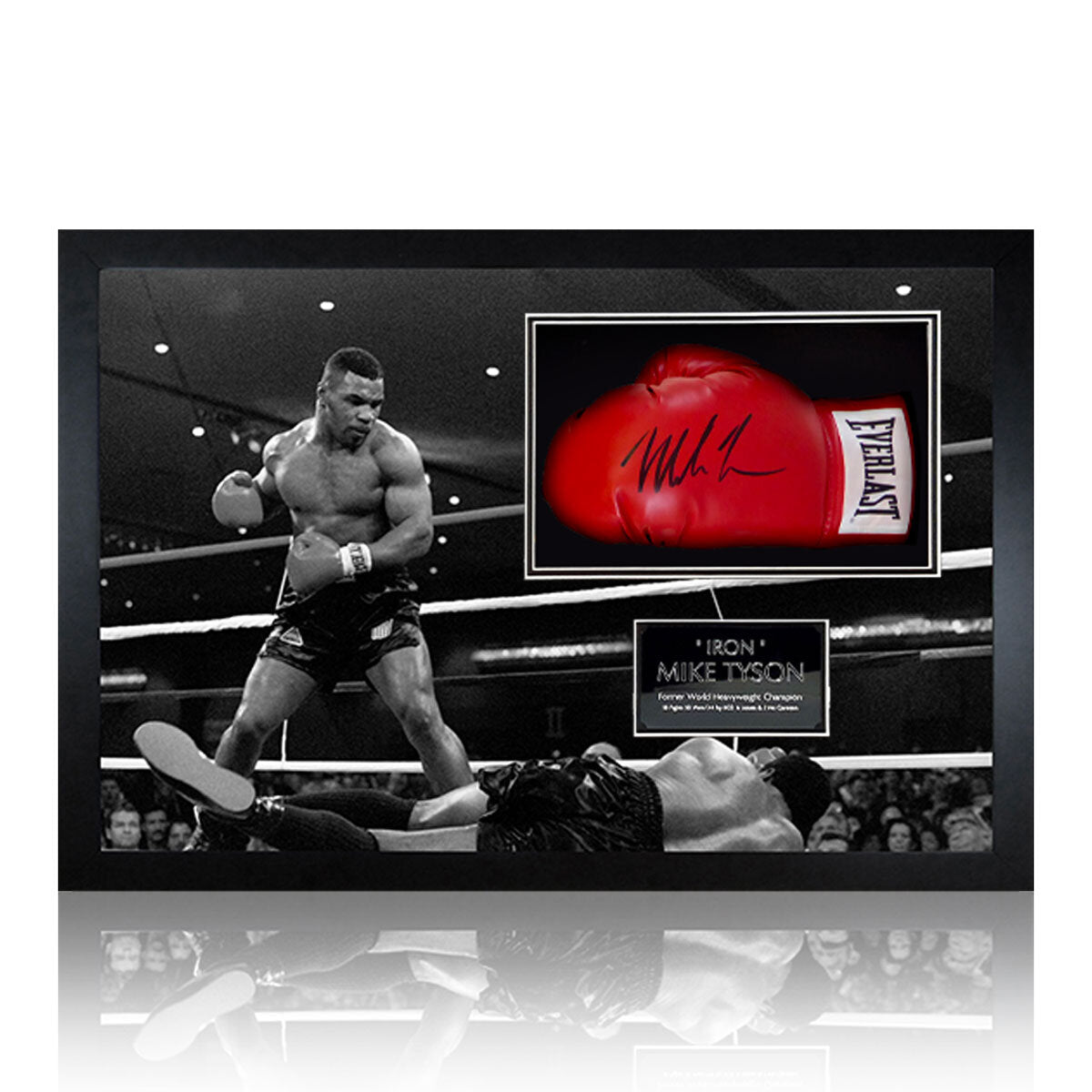 The Fan Cave Mike Tyson signed boxing glove in wood frame, imported from the UK