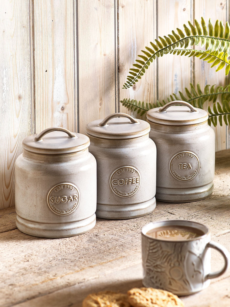 Storage Jars Natural Country Badge Set of 3, imported from the UK