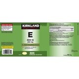 Kirkland Signature Vitamin E 400IU supplement 500 count, UK version