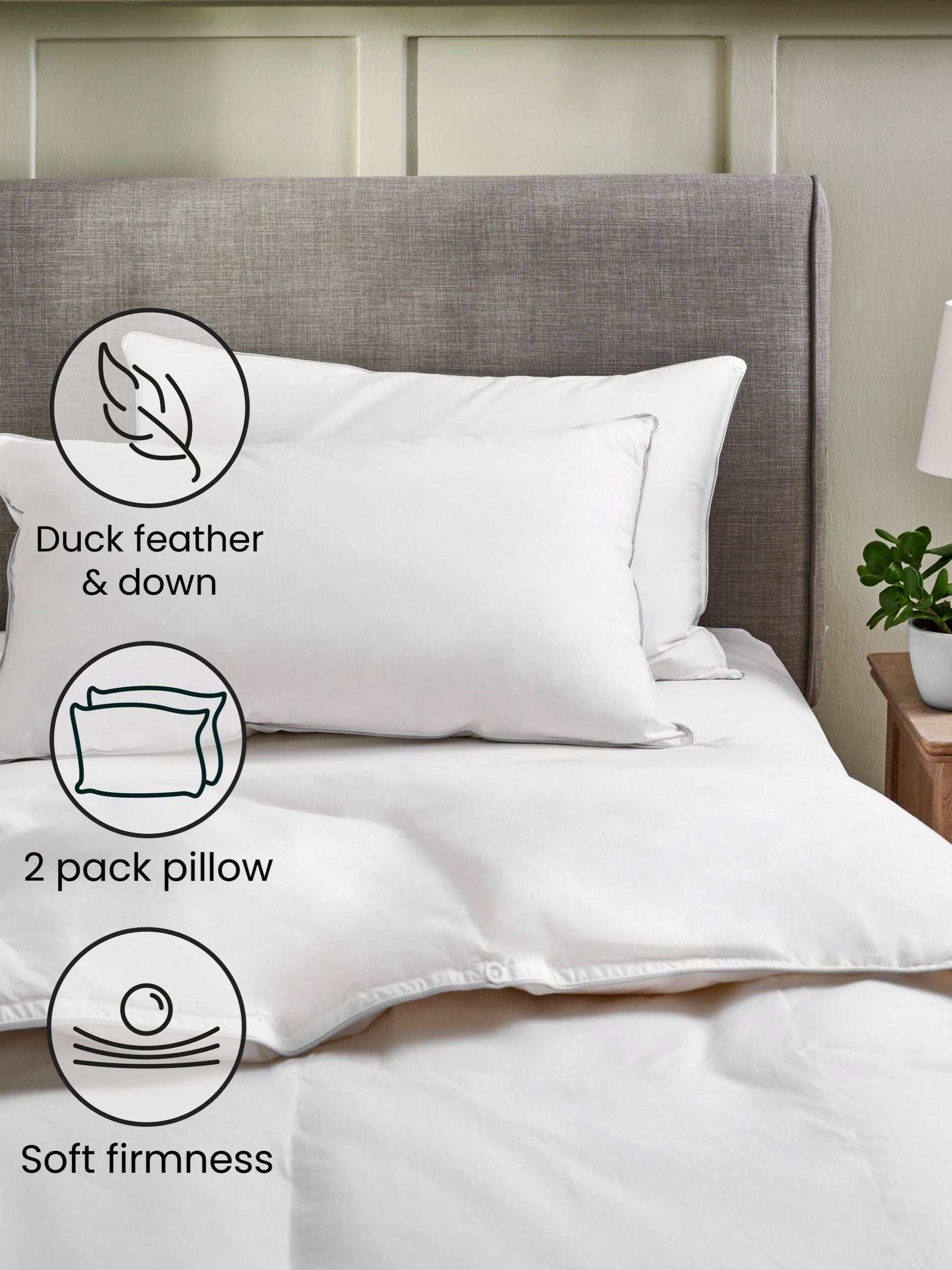 2 Pack Soft Duck Feather And Down Pillows