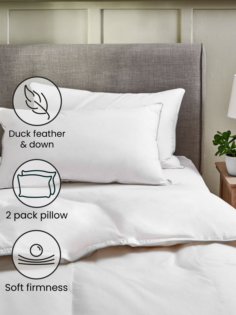 2 Pack Soft Duck Feather And Down Pillows