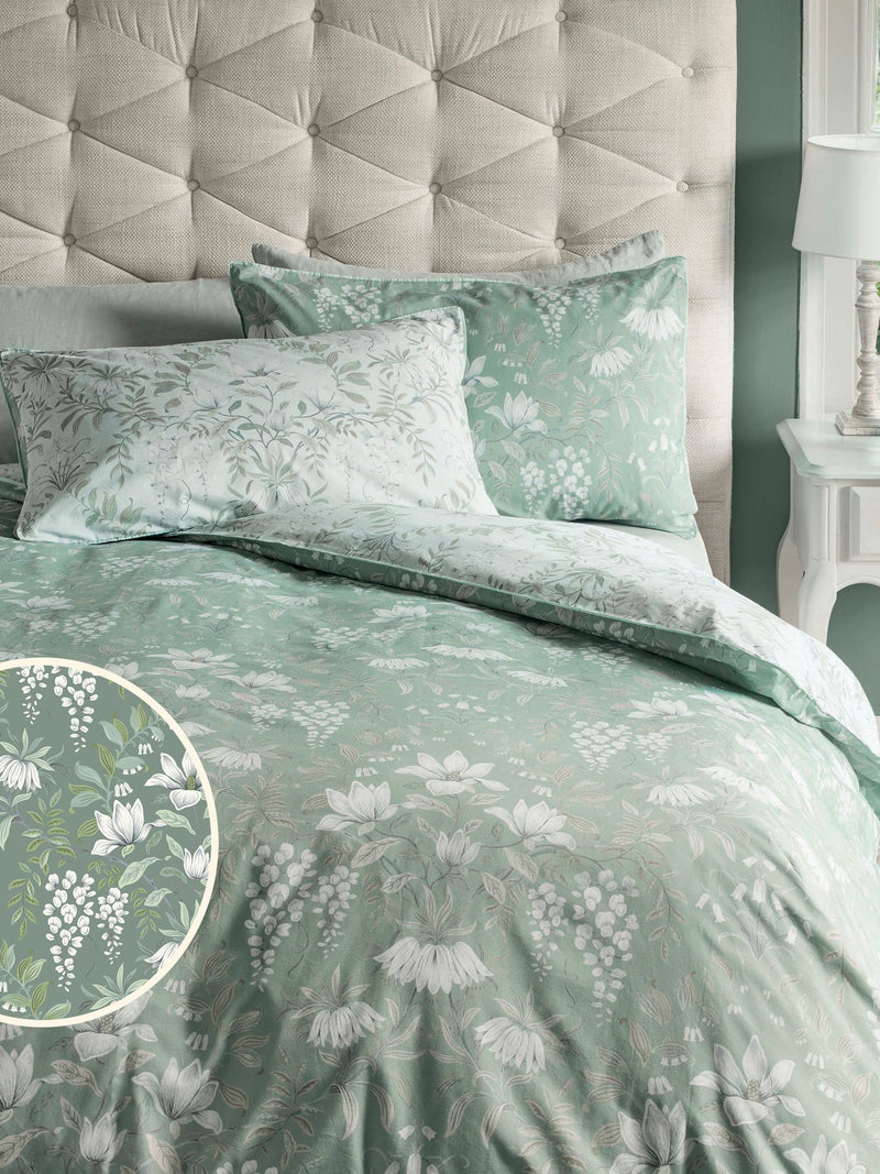 Laura Ashley Sage Green Parterre duvet cover and pillowcase set, UK version
