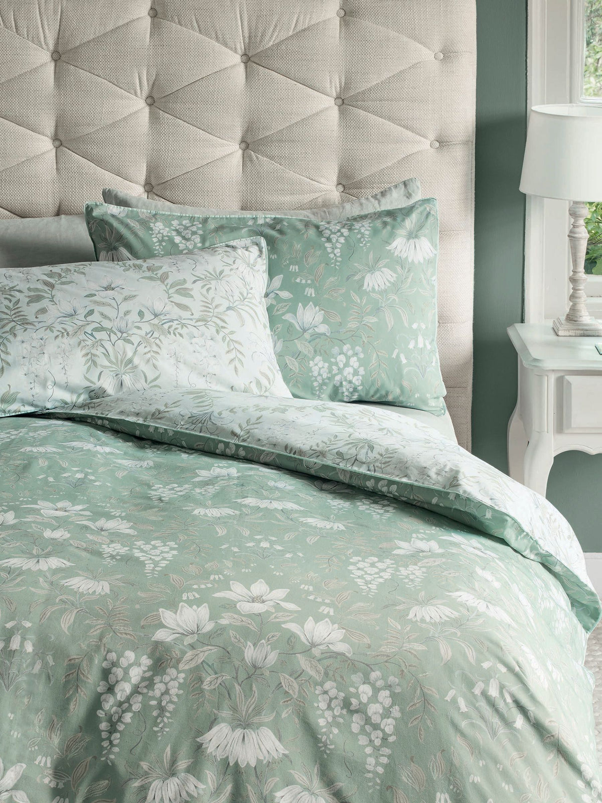 Laura Ashley Sage Green Parterre duvet cover and pillowcase set, UK version
