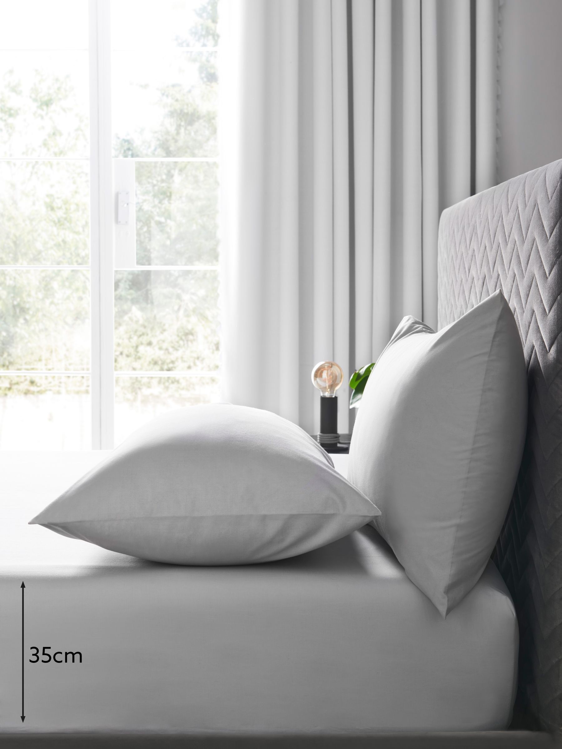 Grey polycotton deep fitted sheet, UK version