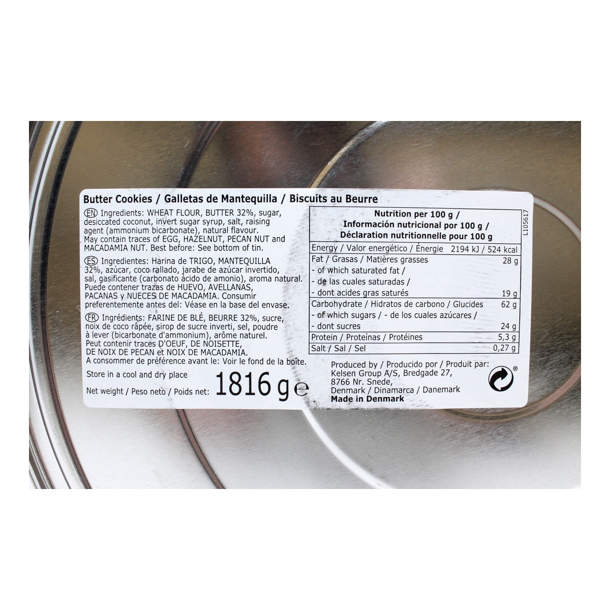 Kelsen Danish butter cookies 1.8kg, UK version