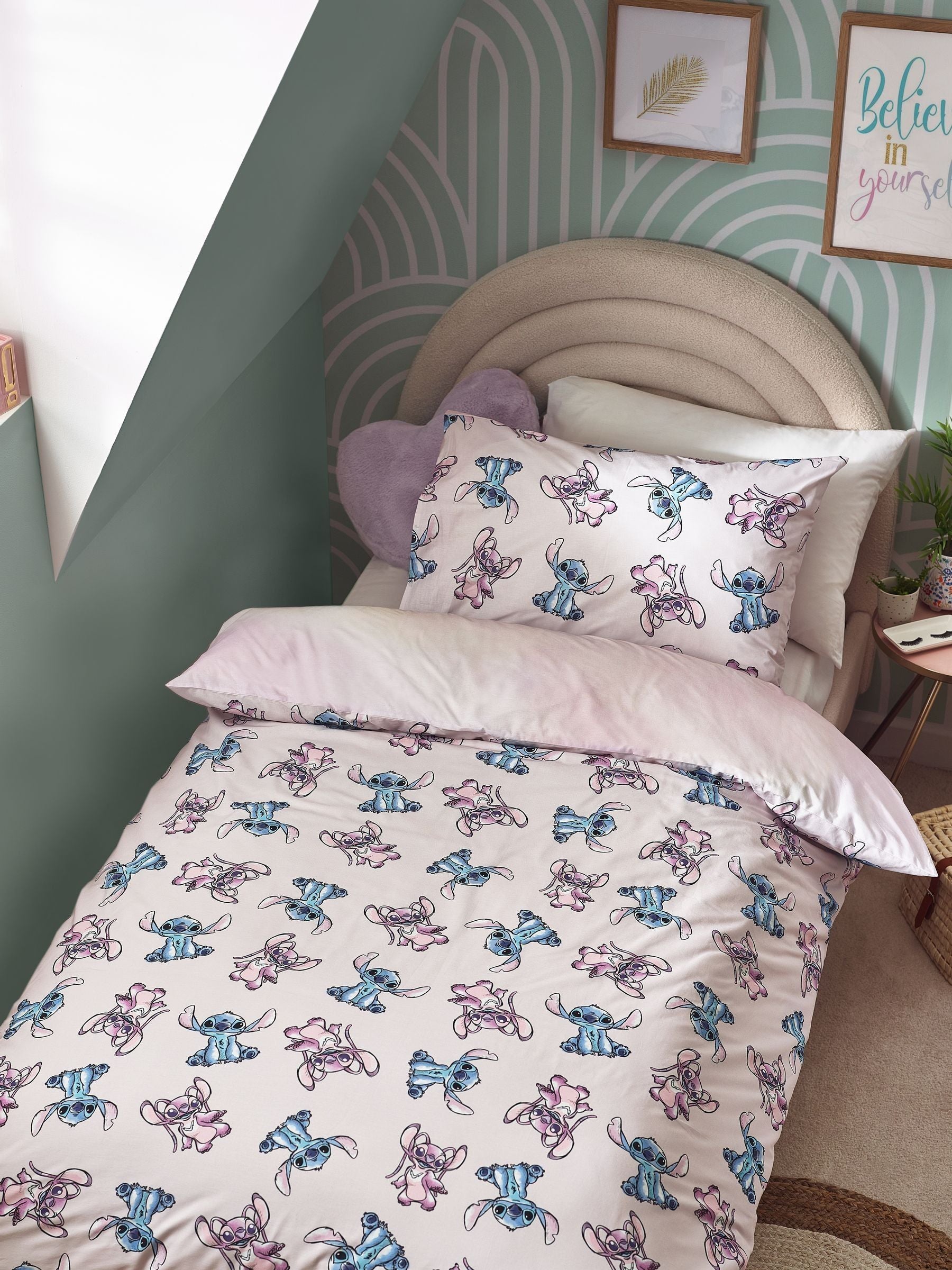 NEXT Lilo & Stitch purple reversible duvet cover and pillowcase set, UK version