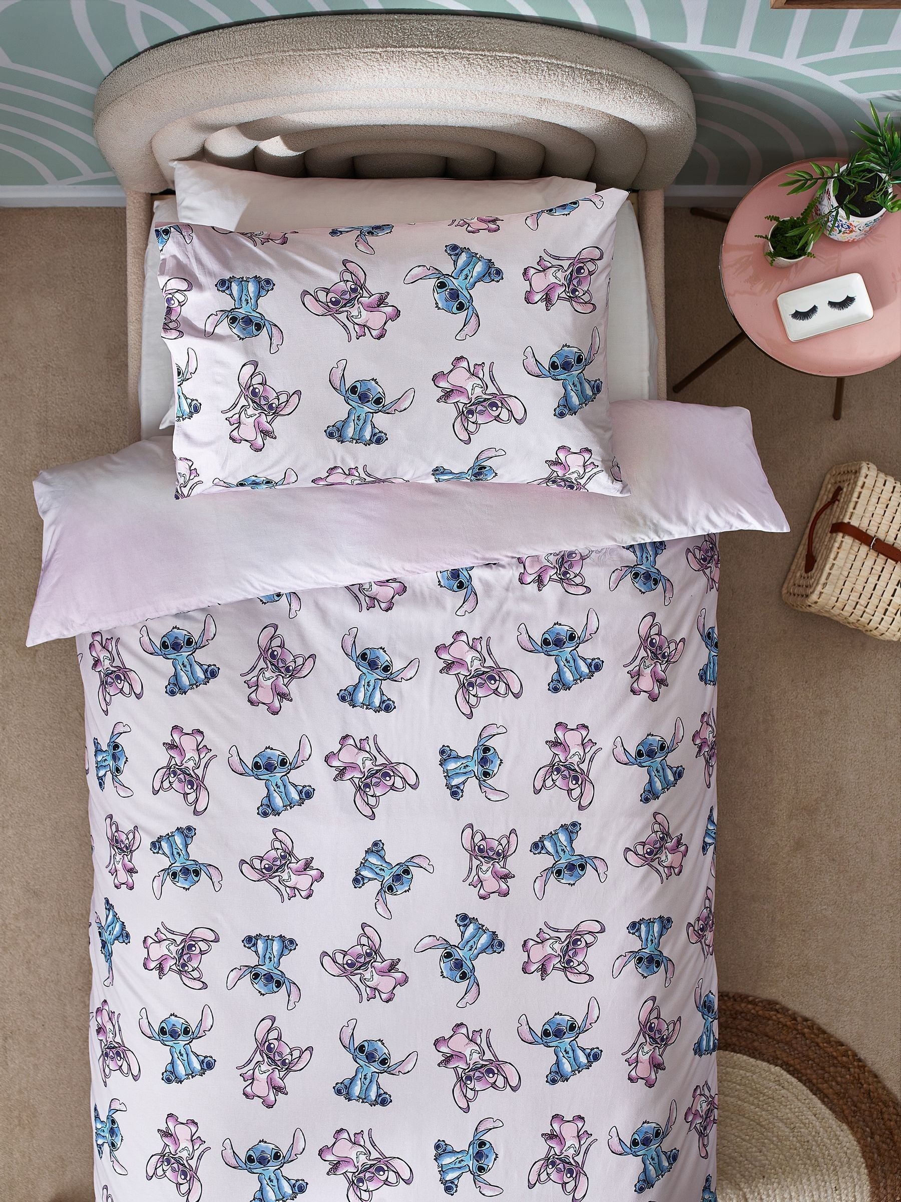NEXT Lilo & Stitch purple reversible duvet cover and pillowcase set, UK version