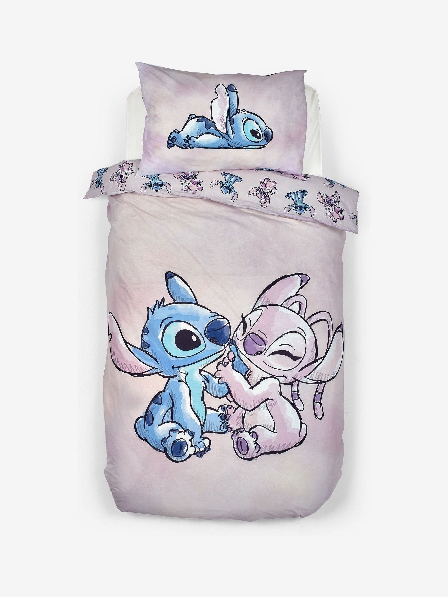 NEXT Lilo & Stitch purple reversible duvet cover and pillowcase set, UK version