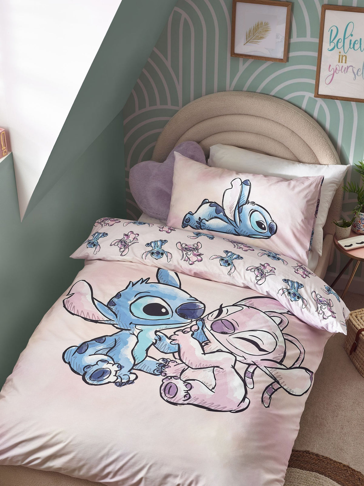 NEXT Lilo & Stitch purple reversible duvet cover and pillowcase set, UK version